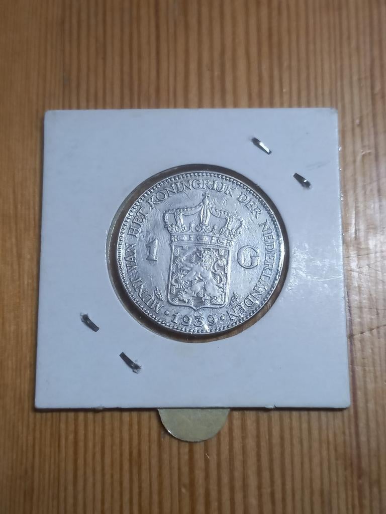 Nederland 1 gulden 1939 zilver, Postzegels en Munten, Munten | Nederland, Ophalen of Verzenden, Koningin Wilhelmina, 1 gulden