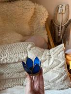 Lotus sfeerlicht / kaarsenhouder met blauwe schelpen, Ophalen of Verzenden, Zo goed als nieuw, Blauw
