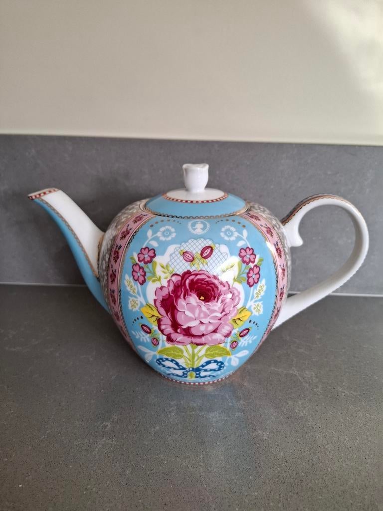 Pip Studio Theepot - Blauw met Bloemenprint, Ophalen, Overige typen, Zo goed als nieuw, Overige stijlen