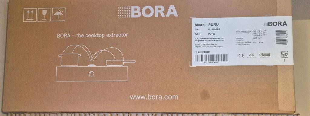 Bora kookplaat met afzuiging, Ophalen, Zwart, Nieuw, 50 tot 100 cm