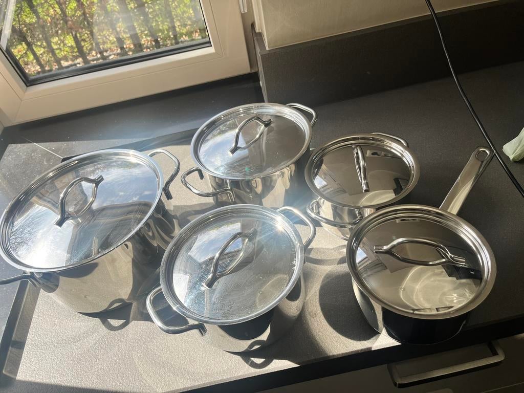 5-delig BK pannenset, Ophalen, Zo goed als nieuw, Rvs, Pannenset