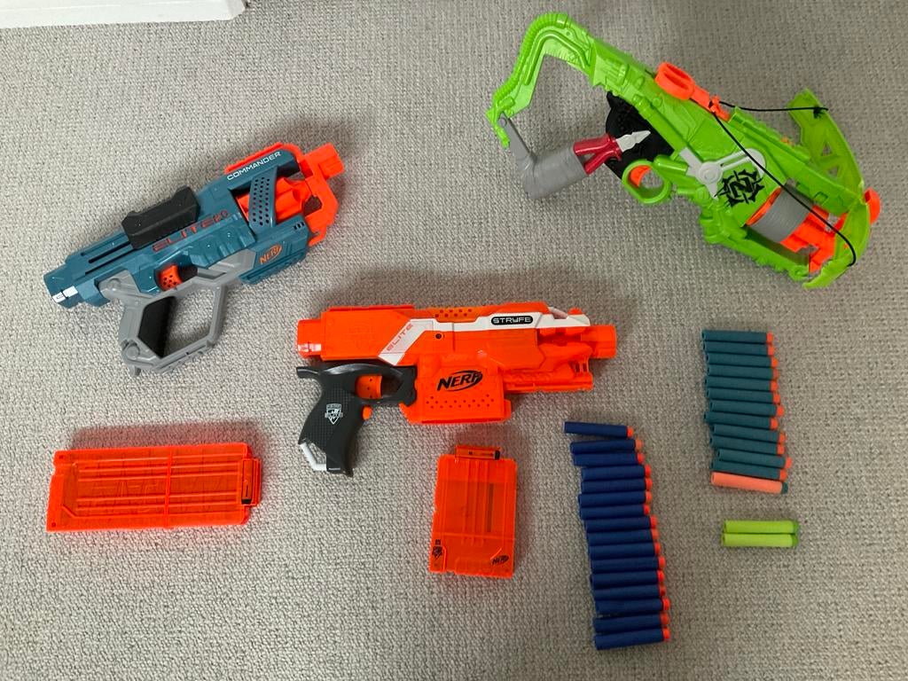 Nerf set met extra magazijnen en pijltjes, Ophalen of Verzenden, Zo goed als nieuw, Jongen of Meisje