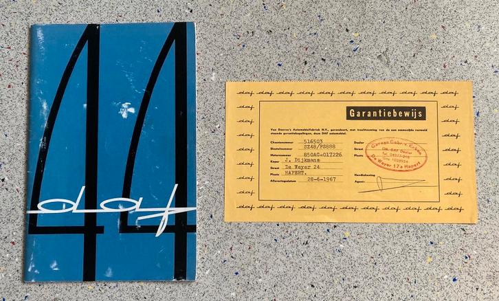 DAF 44 Instructieboekje 1967 plus origineel Garantiebewijs, Auto diversen, Handleidingen en Instructieboekjes, Verzenden