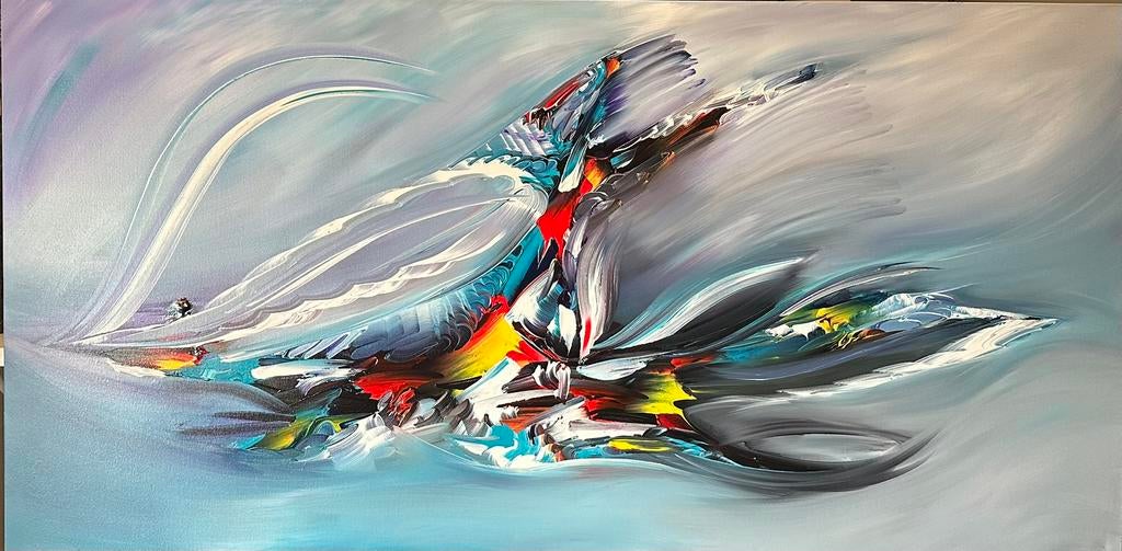 Gena G.- Kleurrijke abstract- Handgeschilderd- Uniek-XXXL, Ophalen of Verzenden