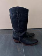 Elegante Zwarte Leren Halfhoge Laarzen met Studs, Ophalen of Verzenden, Gedragen, Zwart, Lage of Enkellaarzen