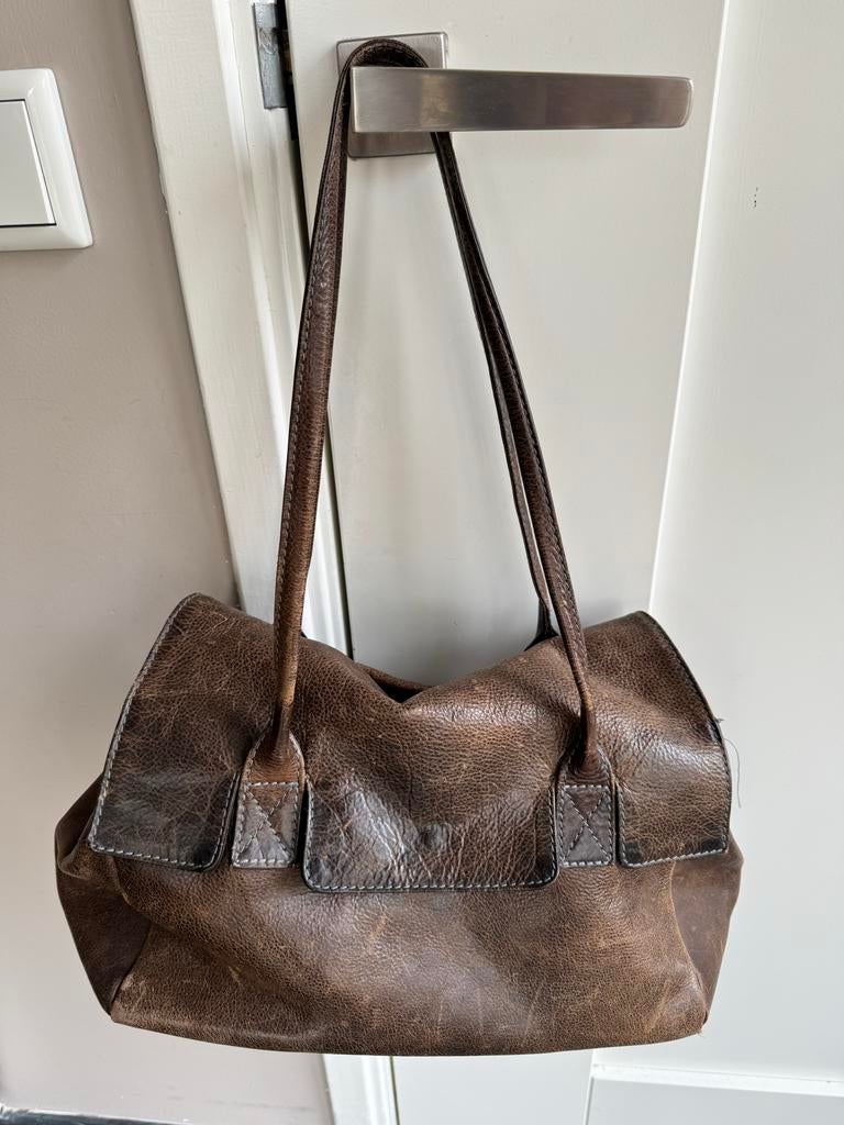 Cowboysbag schoudertas Sheffield bruin leer, Overige merken, Gebruikt, Bruin, Ophalen of Verzenden