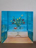 Schilderij bloemen op balkon, Ophalen of Verzenden