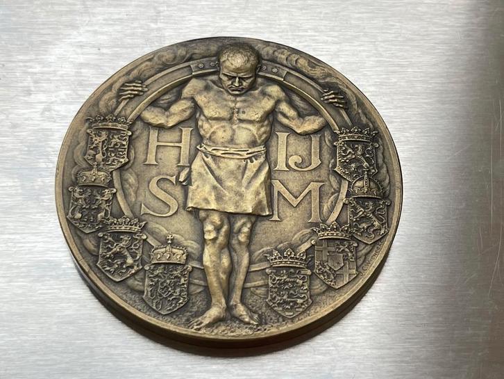 Hollandsche IJzeren Spoorweg Maatschappij penning, Postzegels en Munten, Penningen en Medailles, Brons, Nederland, Ophalen of Verzenden