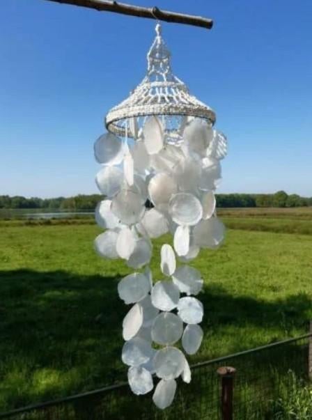 Stoere ibiza boho schelpenhanger schelpenlamp tuindecoratie, T, Nieuw, Ophalen of Verzenden, N