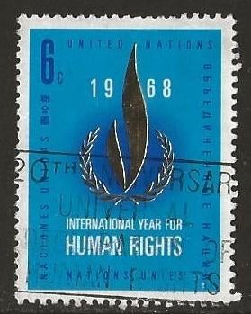 Verenigde Naties 50, mensenrechtenjaar voor cadee, Verzenden, Gestempeld, Noord-Amerika