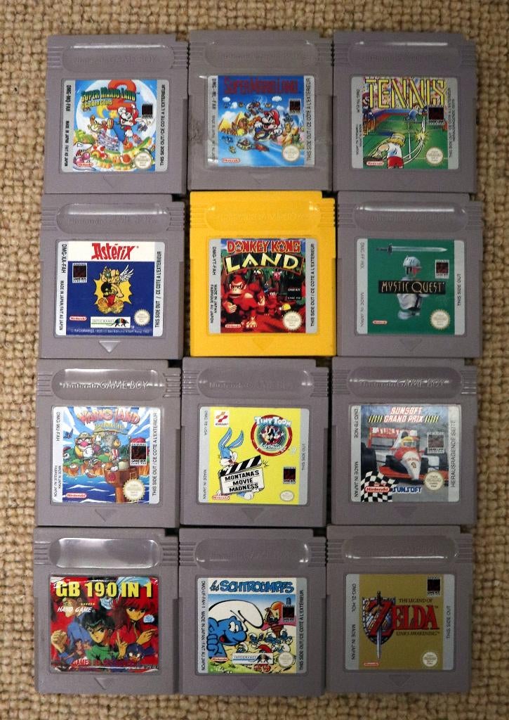 Nintendo Game Boy DMG-01 + 12 Spellen + Magnifier, Gebruikt, Overige genres, 1 speler, Ophalen of Verzenden