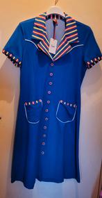 Blauwe vintage jurk met details , maat M, Maat 38/40 (M), Blauw, Nieuw, Ophalen of Verzenden