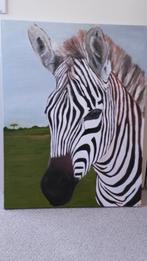 Mooie zebra in olieverf geschilderd, Ophalen, Oorspronkelijke maker, Nieuw, Schilderij