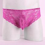 Roze heren sissy slip / mannen sexy kanten onderbroek, Verzenden, Roze, Slip