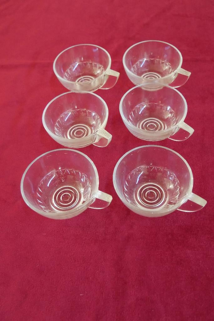 Zes oude glazen kopjes, Ophalen of Verzenden