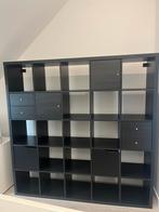 Zwart IKEA Kallax vakkenkast met deuren en lades, Ophalen, 150 tot 200 cm, Zo goed als nieuw, Met lade(s)