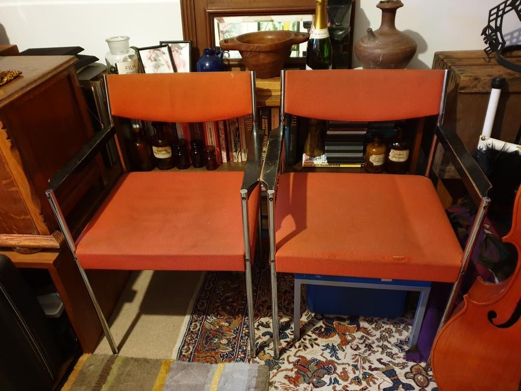 Vintage Gijs van der Sluis stoelen met armleuningen, Ophalen of Verzenden