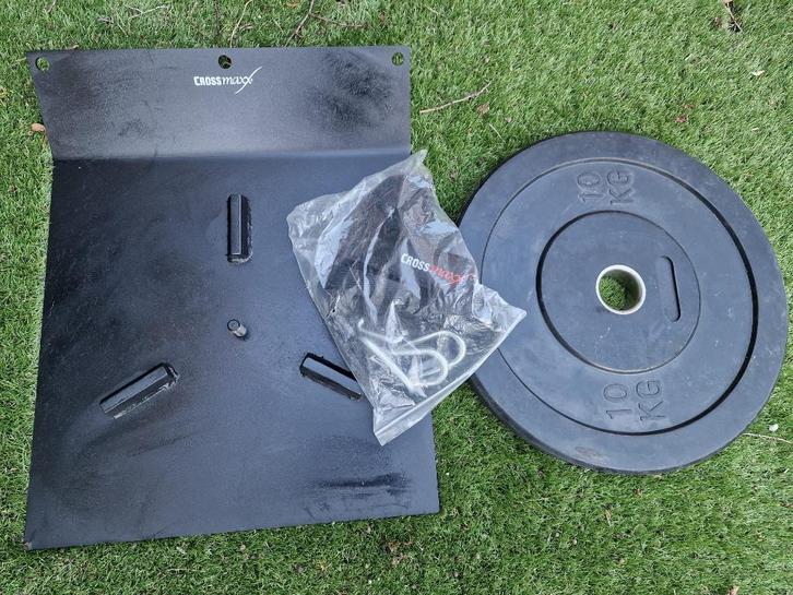 Crossmaxx Compact Sled + 10 kg bumper plates + harnas, Sport en Fitness, Fitnessmaterialen, Zo goed als nieuw, Overige typen, Armen