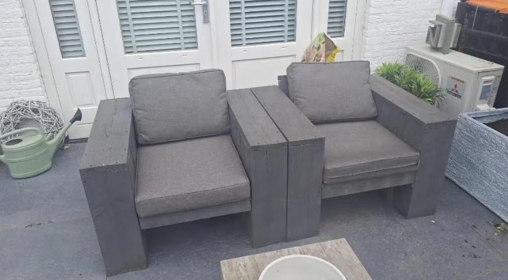 steigerhout stoelen, Tuin en Terras, Ophalen, Gebruikt, Rechthoekig, Hout