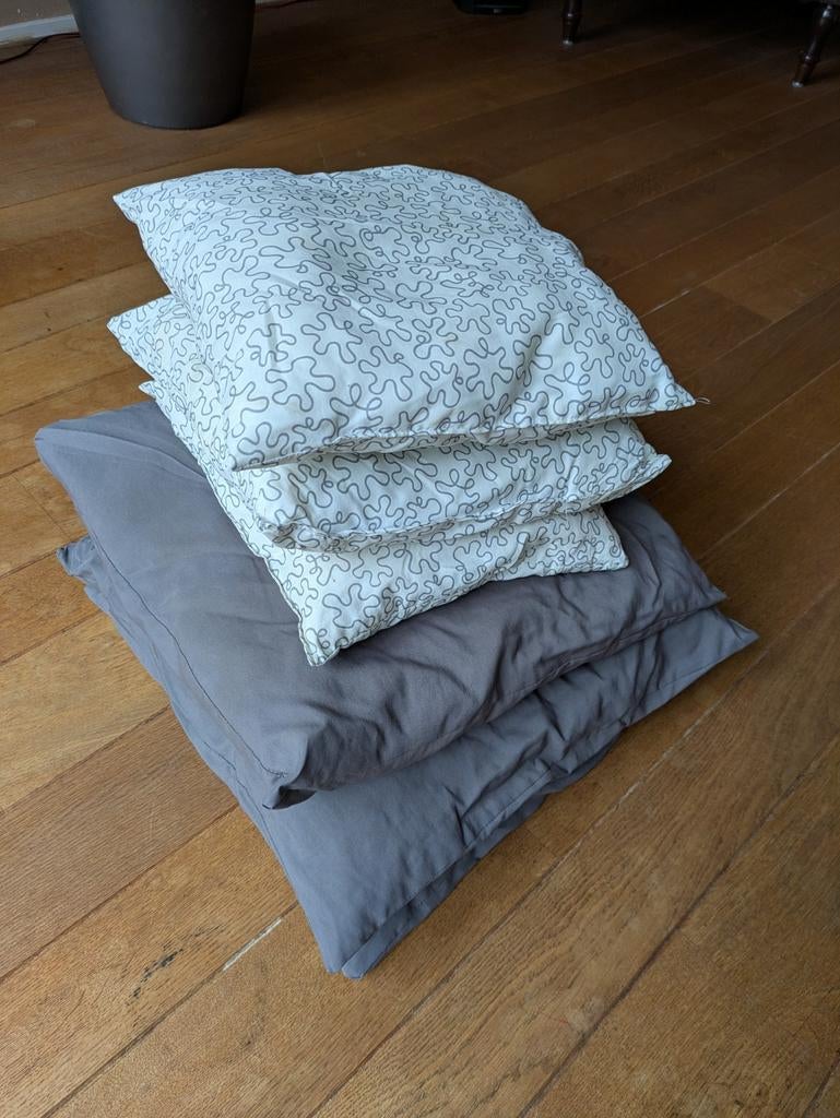 6 IKEA kussentjes (wit en grijs/bruin) - gratis af te halen, Ophalen, Gebruikt, Wit, Vierkant