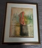Abstract schilderij in lijst, gesigneerd, Ophalen