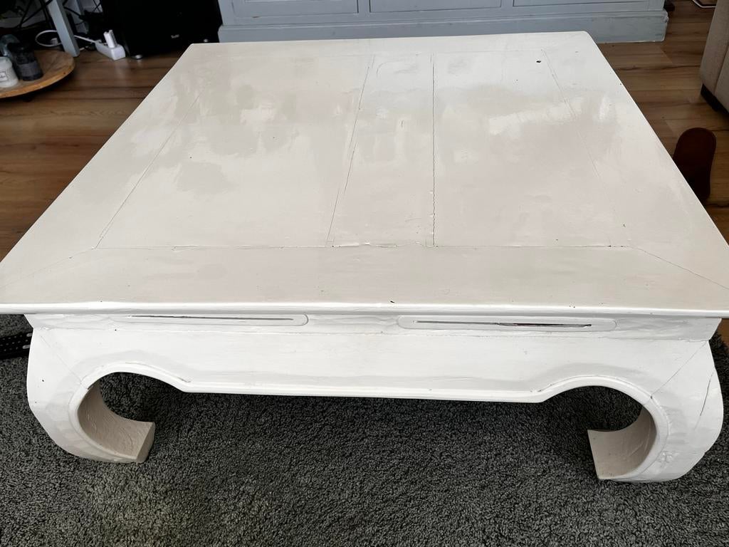 Witte Opium salontafel 80x80, Huis en Inrichting, Tafels | Salontafels, Gebruikt, Vierkant, Minder dan 50 cm, Overige houtsoorten
