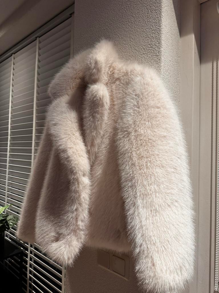 Zara Faux Fur Jas Maat S - Wit/Crème, Ophalen of Verzenden, Gedragen, Maat 36 (S), Wit