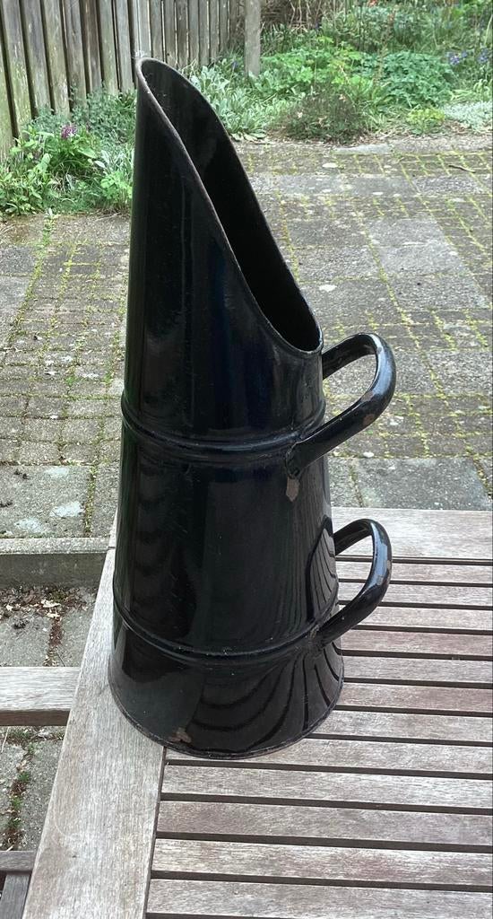 Antieke kolenkit / kolenemmer - Zwart geëmailleerd, Antiek en Kunst, Antiek | Emaille, Ophalen of Verzenden