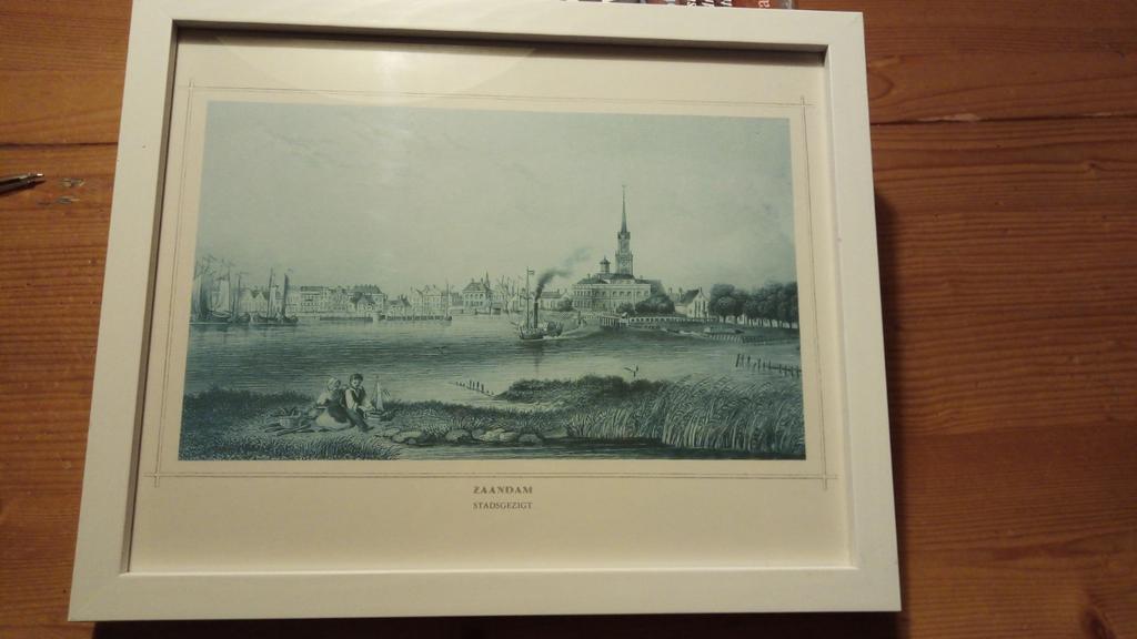 Stadsgezicht Zaandam - Ingelijste prent 32,5x27 cm, Ophalen of Verzenden