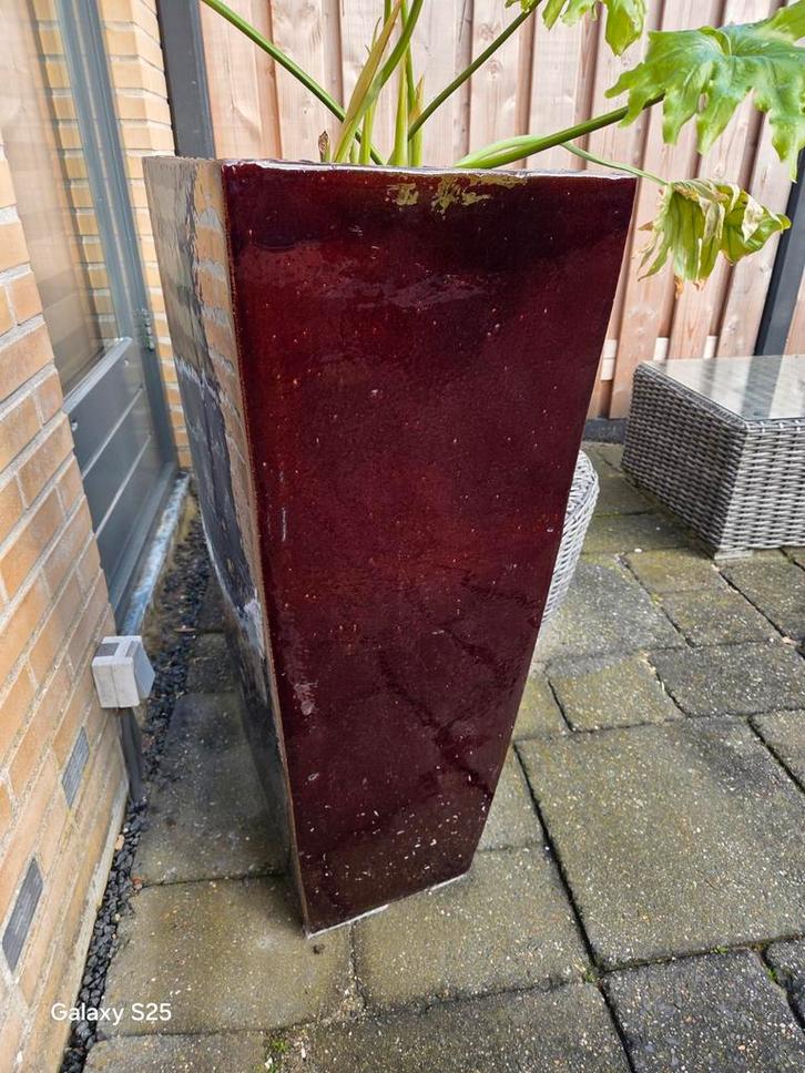 Hoge zware aardewerk plantenbak, Huis en Inrichting, Woonaccessoires | Overige, Gebruikt, Ophalen