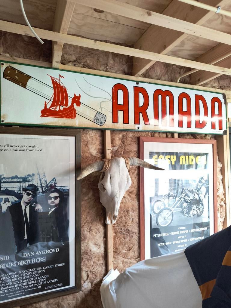 Groot emaille reclamebord van Armada, Ophalen, Gebruikt, Reclamebord