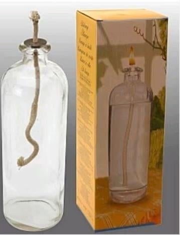 Hoge Glazen Olielamp katoenen pit, Ophalen of Verzenden, Nieuw, Overige materialen, 25 tot 50 cm