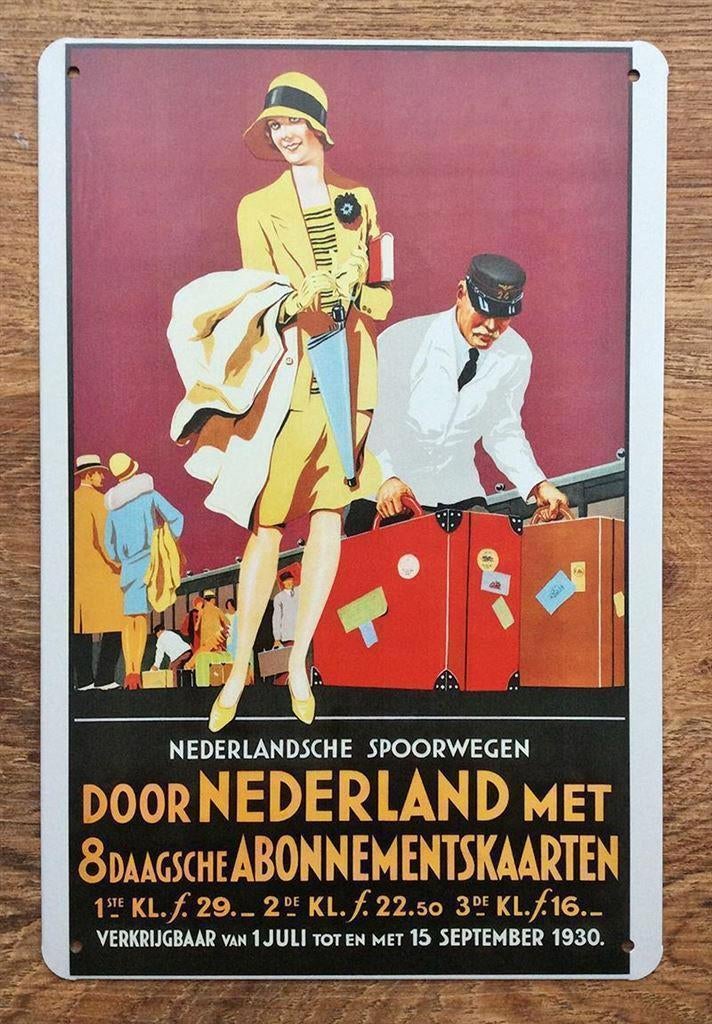 NS Nederlandse Spoorwegen Reclame Dame met hoed Wandbord, Ophalen of Verzenden, Nieuw, Trein, Overige typen