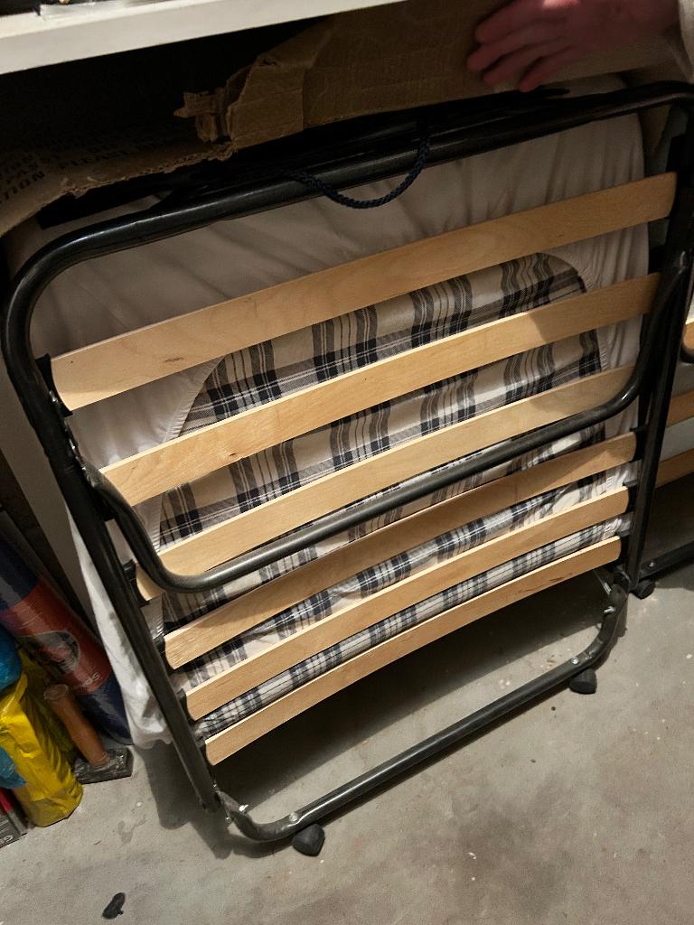 Opklap bed met lattenbodem en matras, Ophalen, Gebruikt, Eenpersoons, 190 cm of minder