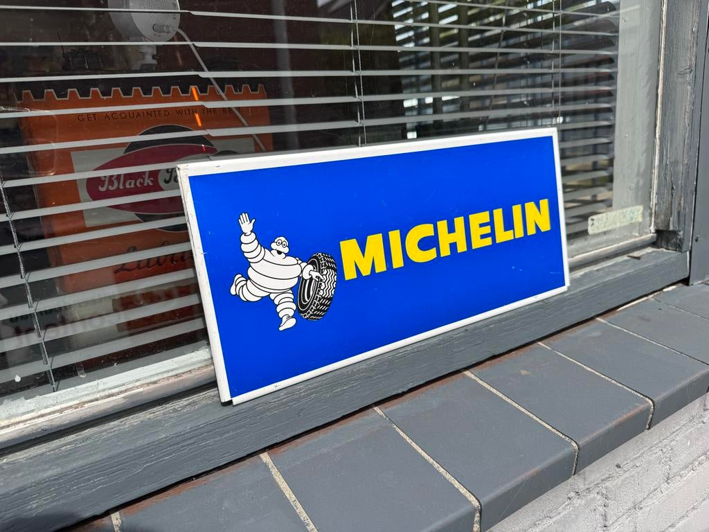 Vintage Michelin Reclamebord - Bibendum, Reclamebord, Gebruikt, ., Ophalen of Verzenden