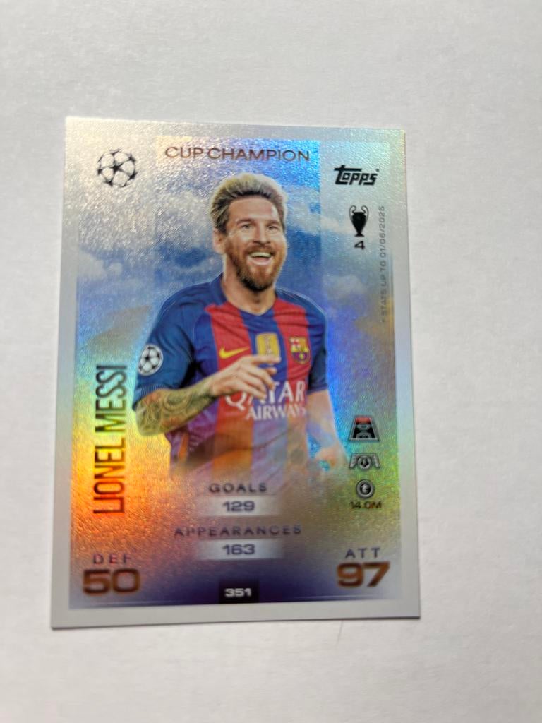 Lionel Messi Topps Match Attax Cup Champion Kaart, Ophalen of Verzenden, Nieuw, Buitenlandse clubs, Spelerskaart