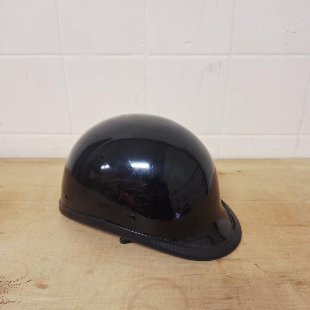 Zwarte Helm / Halve Helm / Half Helmet / Sierhelm, Fietsen en Brommers, Brommerhelmen, Gebruikt, Small, Ophalen of Verzenden