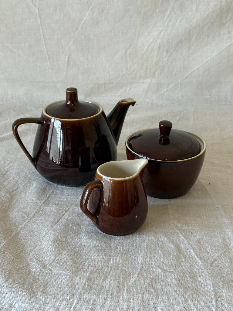 Vintage Villeroy & Boch Theeset - Bruin Geglazuurd, Ophalen of Verzenden