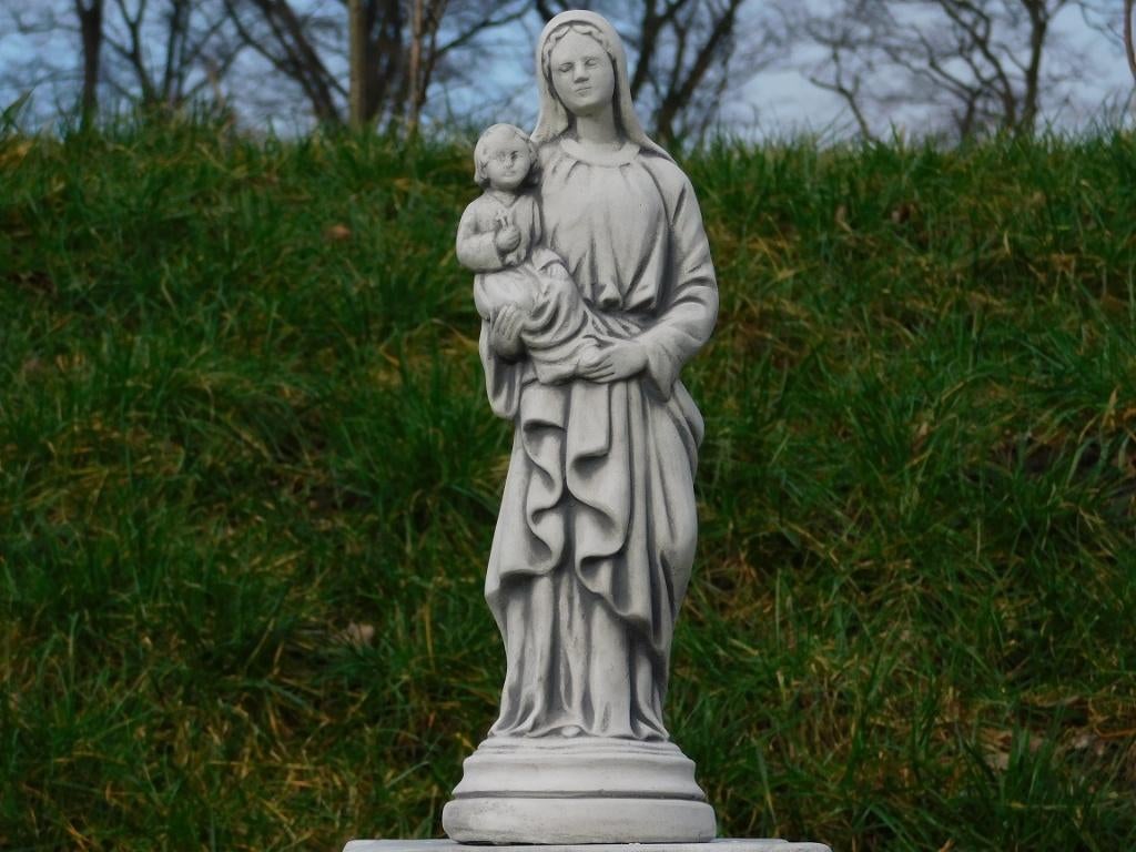 Beeld Maria met Kind - 42 cm - Steen, Tuin en Terras, Tuinbeelden, Steen, ., Ophalen of Verzenden, .