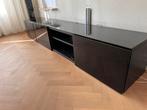 IKEA Besta TV-meubel zwart met glazen bovenplaat, Ophalen, Gebruikt, Glas, 200 cm of meer