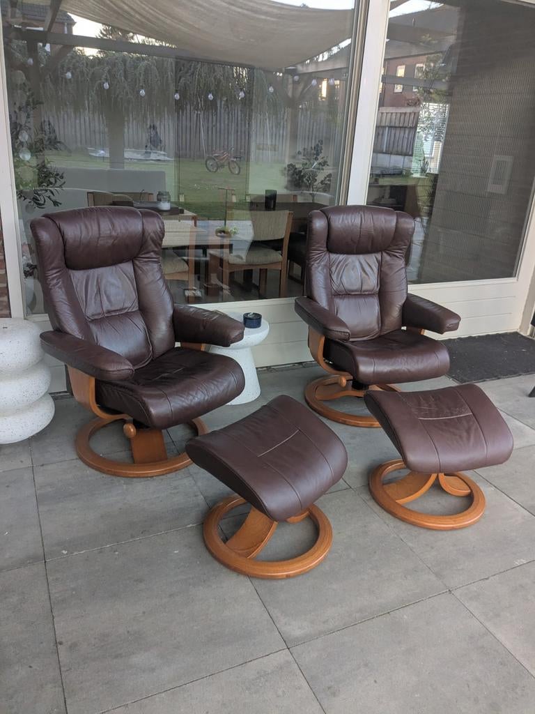 2 relax fautuils Hjellegjerde mobler /  stressless, Ophalen, Gebruikt, 75 tot 100 cm, 50 tot 75 cm