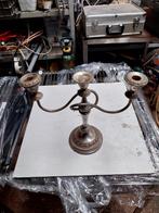 Antieke Zilverkleurige Kandelaar met Drie Armen, Ophalen of Verzenden