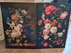 Twee bloemschilderijen op doek, Huis en Inrichting, Woonaccessoires | Schilderijen, Tekeningen en Foto's, Ophalen, Schilderij