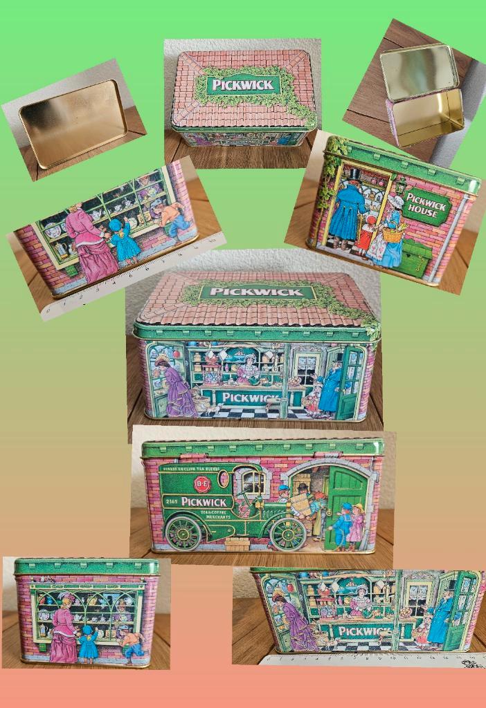 Pickwick theeblik winkel, huis, antieke auto, gave vintage!, Verzamelen, Blikken, Zo goed als nieuw, Thee, Pickwick, Ophalen of Verzenden