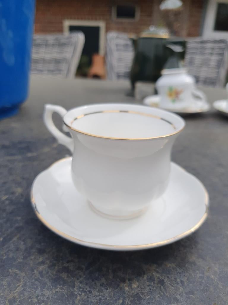 Alt Regensburg Porselein Kop en Schotel - Wit met Goud, Ophalen of Verzenden