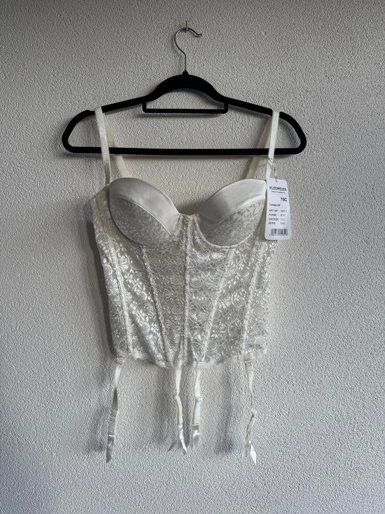 Vintage Y2K wit kanten korset bustier top, Vintage, Ophalen of Verzenden, Zo goed als nieuw, Zonder mouw