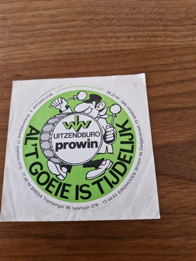 7096 Vintage Uitzendburo Prowin Sticker - Altijd Goed!, Ophalen of Verzenden
