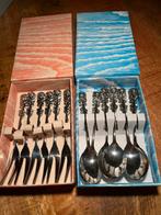 Silver plated lepeltjes en vorkjes met roos, Antiek en Kunst, Ophalen of Verzenden