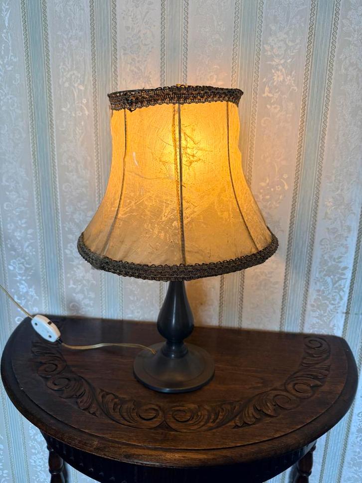 Vintage Tafellamp met Stoffen Kap, Huis en Inrichting, Lampen | Vloerlampen, Gebruikt, Minder dan 100 cm, Stof, Ophalen of Verzenden