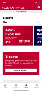 2 kaarten Ajax - Excelsior vak 428, Tickets en Kaartjes, Twee personen, September